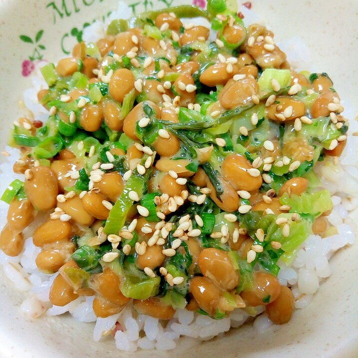 納豆の食べ方-野沢菜＆高菜ちりめん♪